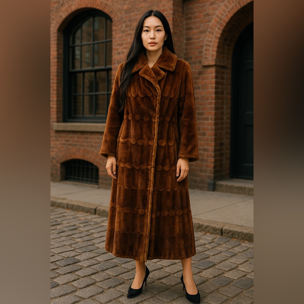 YVES SALOMON GORGEOUS REVERSIBLE GENUINE FUR LEATHER LONG COAT NEW